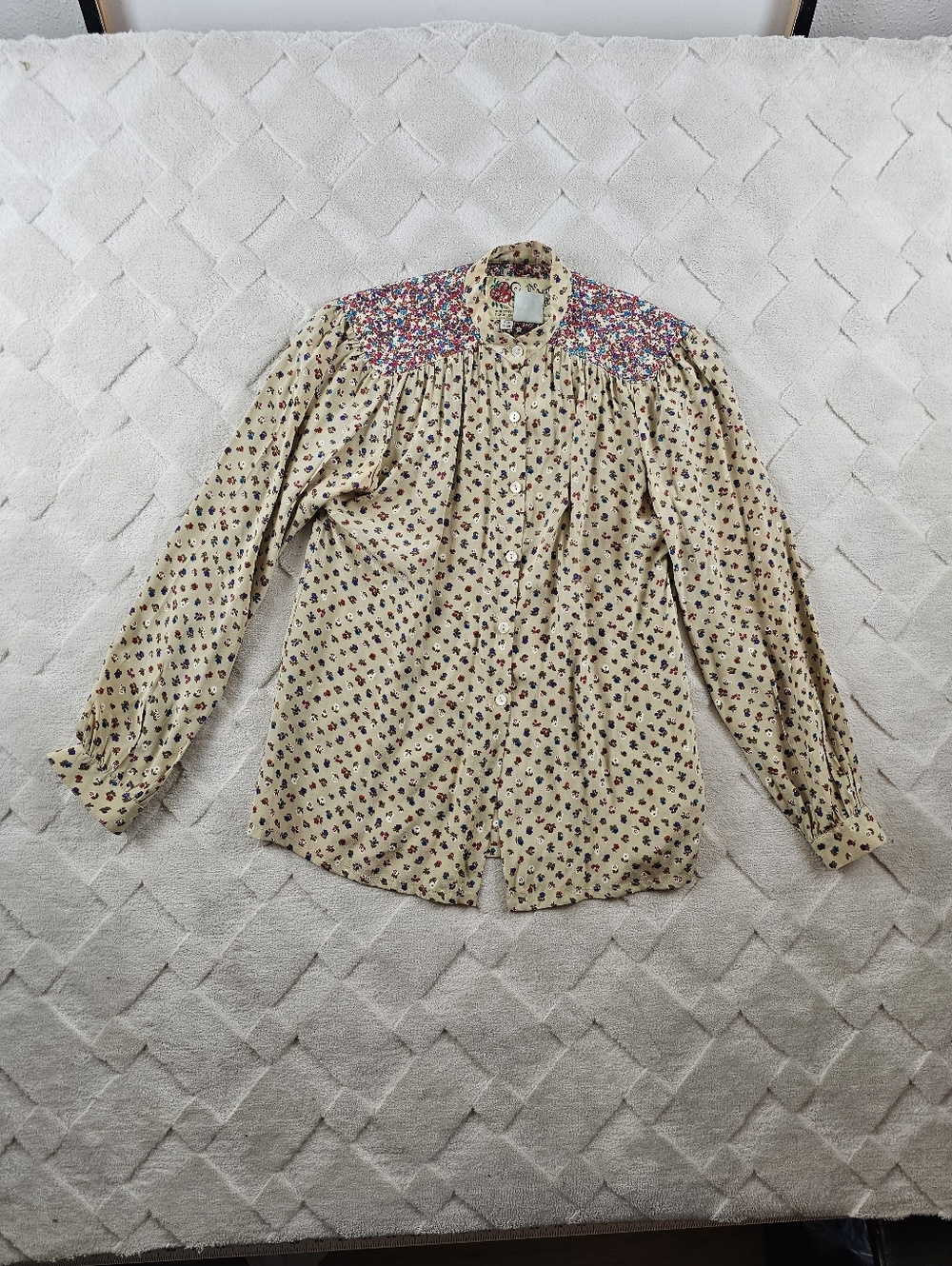 The Strawberry Plant by Dorothy Schoelen Blouse Womens 6 Silk Cottage-core